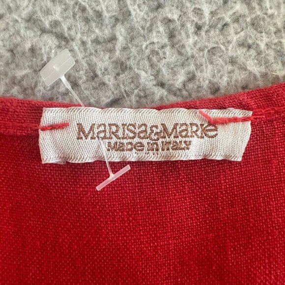 Marisa & Marie Linen Dress Red Daisy Lace Trims Tiered - Picture 16 of 16